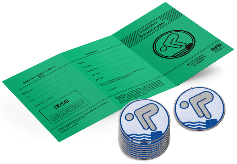 Schwimmpass Silber mit Abzeichen
